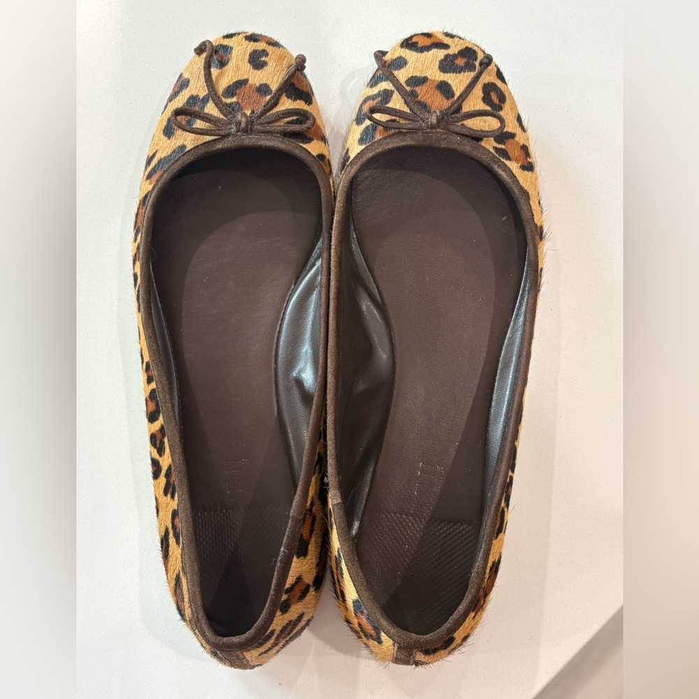 Ralph Lauren Calf hair Leather Leopard Print Ballet Flats